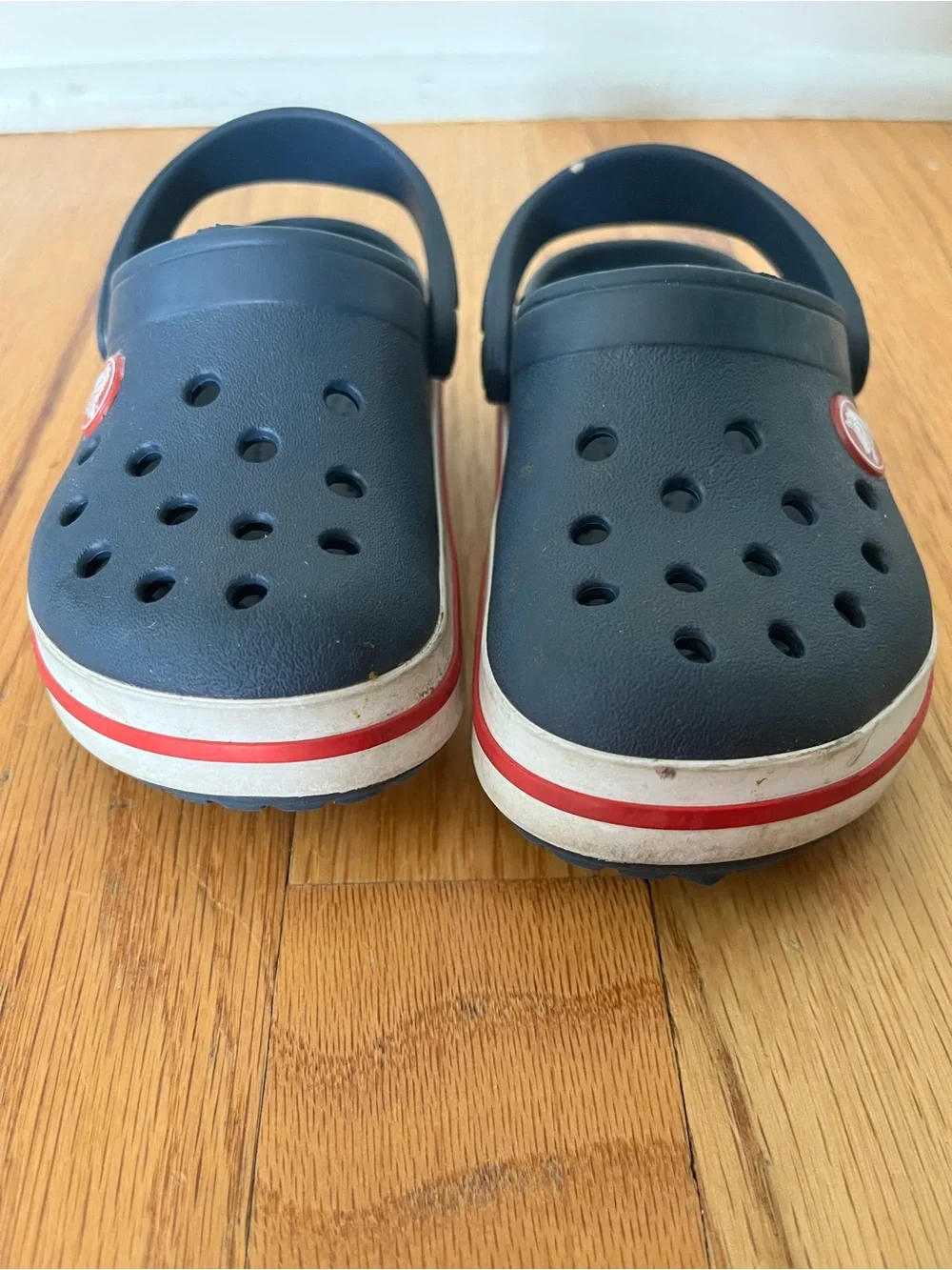 CROCS Kids Navy Clog with Red and White Trim